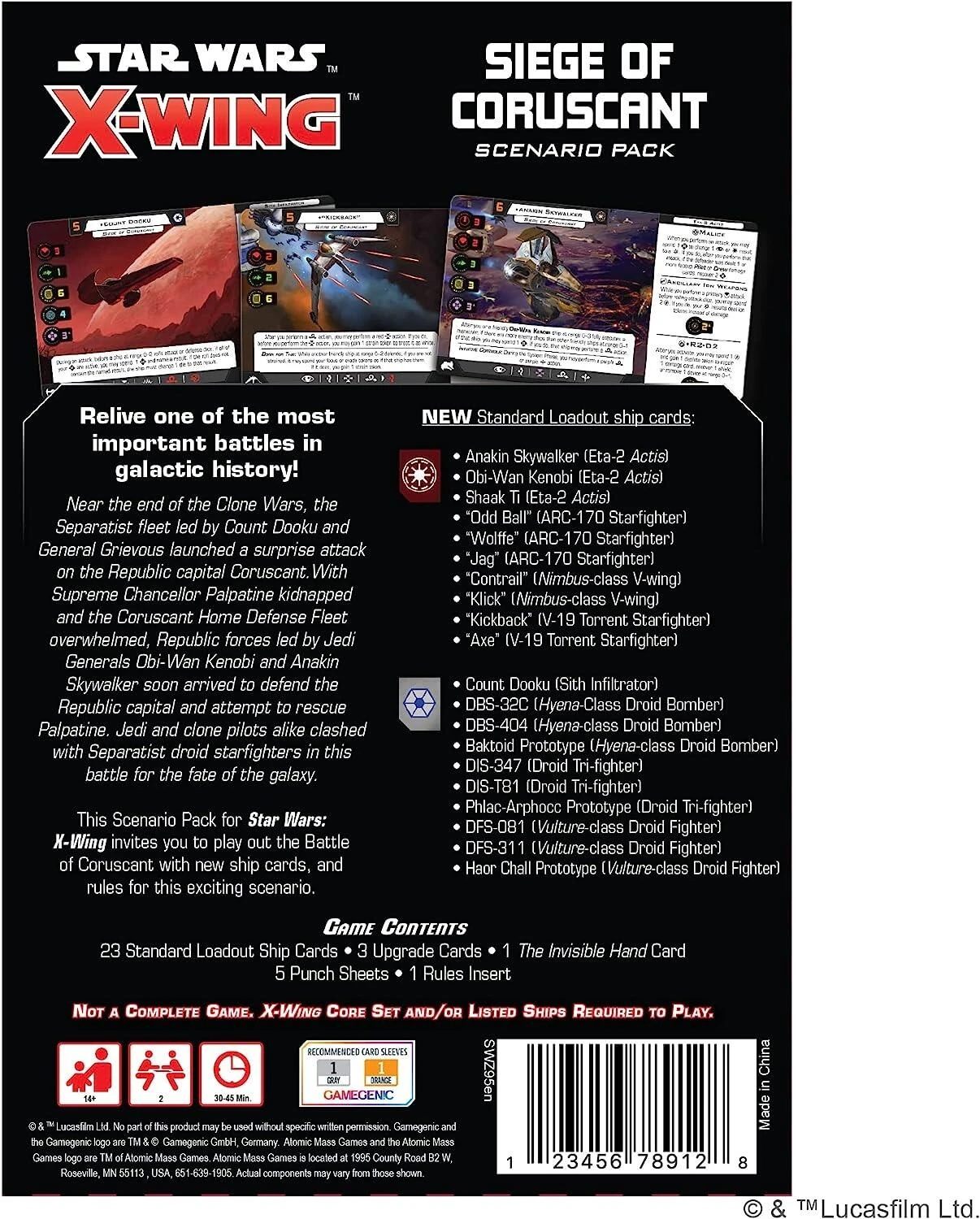 Atomic Mass Games Star Wars X-Wing: Siege Of Coruscant Battle Pack - Image 2