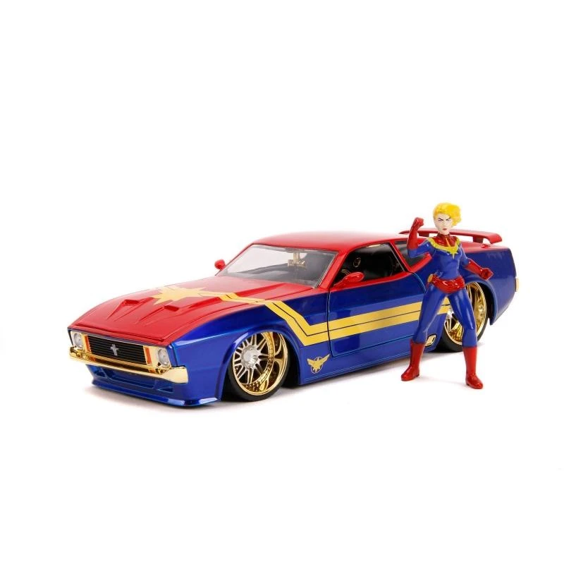 Jada Toys 1973 Mustang Mach 1 With Captain Marvel Figure Hollywood Rides 1:24 Scale Die Cast Vehicle - Image 2
