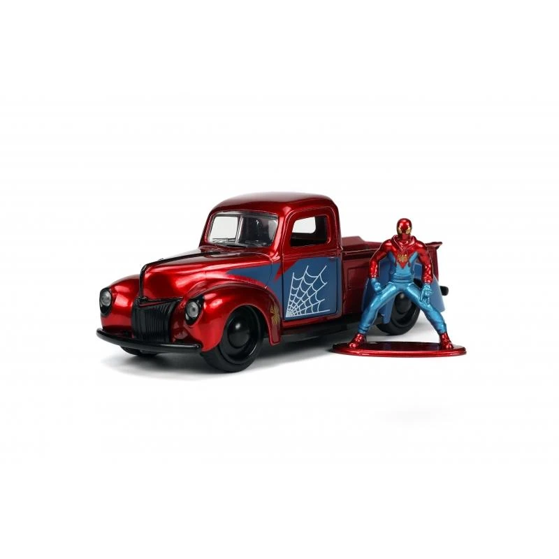 Jada Toys Marvel Spider-Man - 1941 Pickup With Proto-suit Spider-Man Figure Hollywood Rides 1:32 Scale Die Cast Vehicle - Image 2