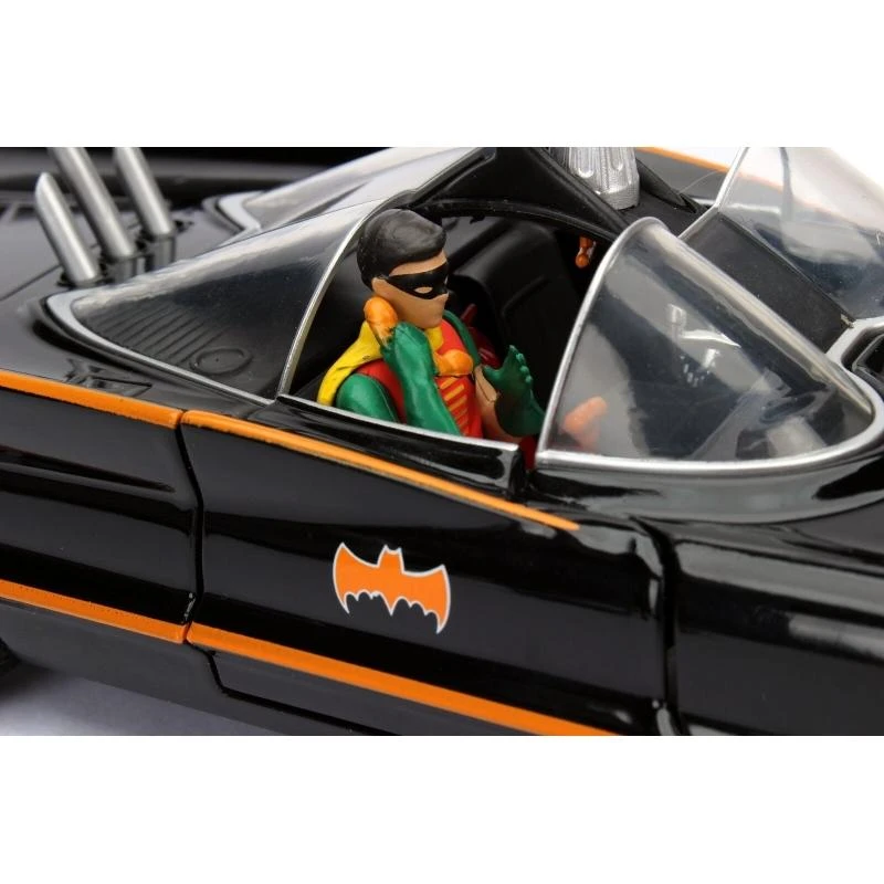Jada Toys Batman 66 - Batmobile With Batman & Robin Figures Hollywood Rides 1:24 Scale Die Cast Vehicle - Image 4