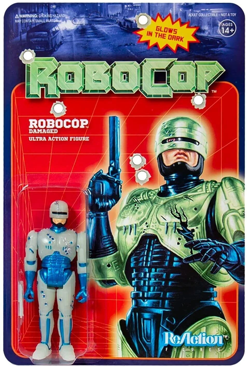 SUPER7 Robocop ReAction Action Figure - Battle Damaged Robocop (GLOW IN THE DARK)