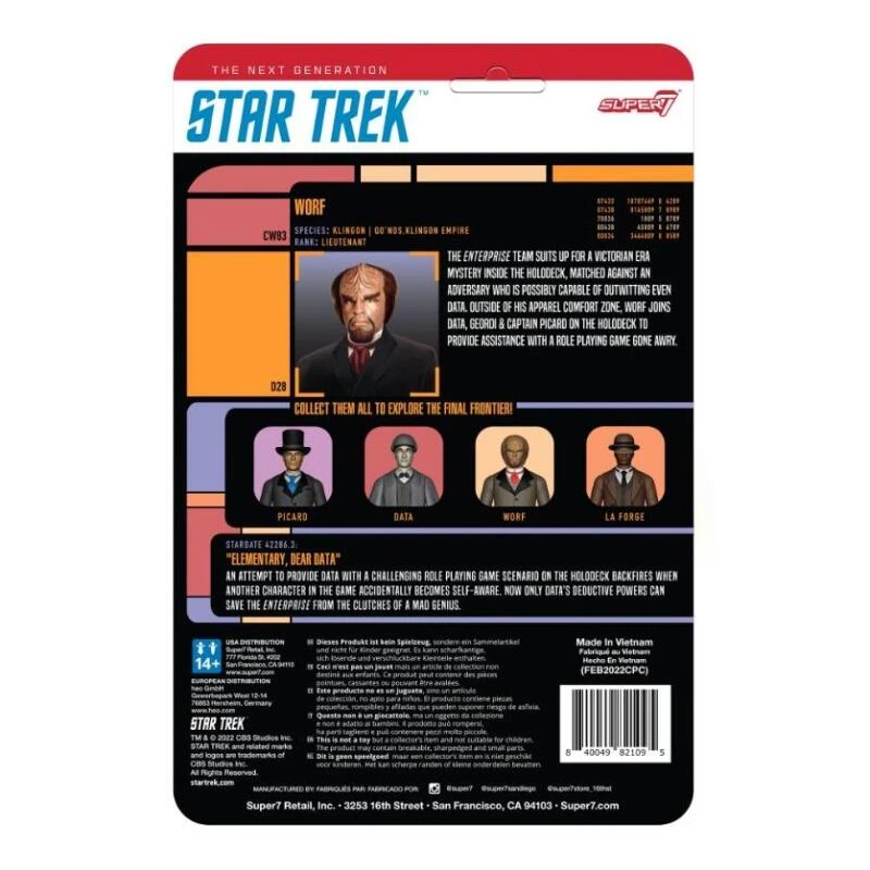 SUPER7 Star Trek: The Next Generation ReAction Action Figure Wave 3 - Victorian Worf - Image 2